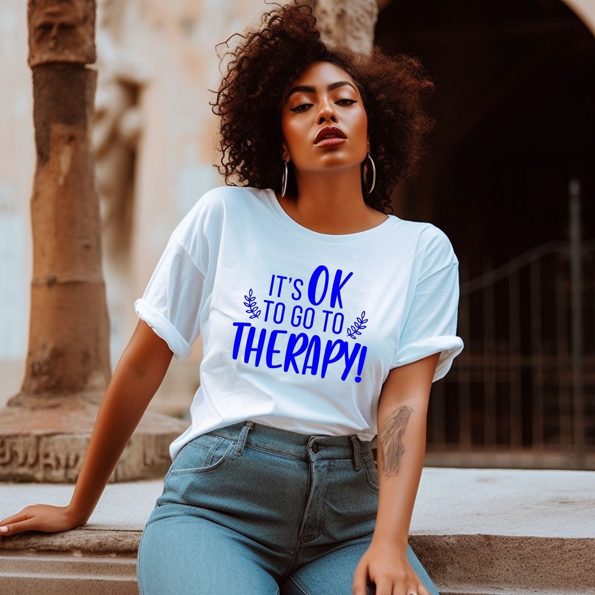 It's Okay To Go To Therapy Blue Unisex Fit Shirt