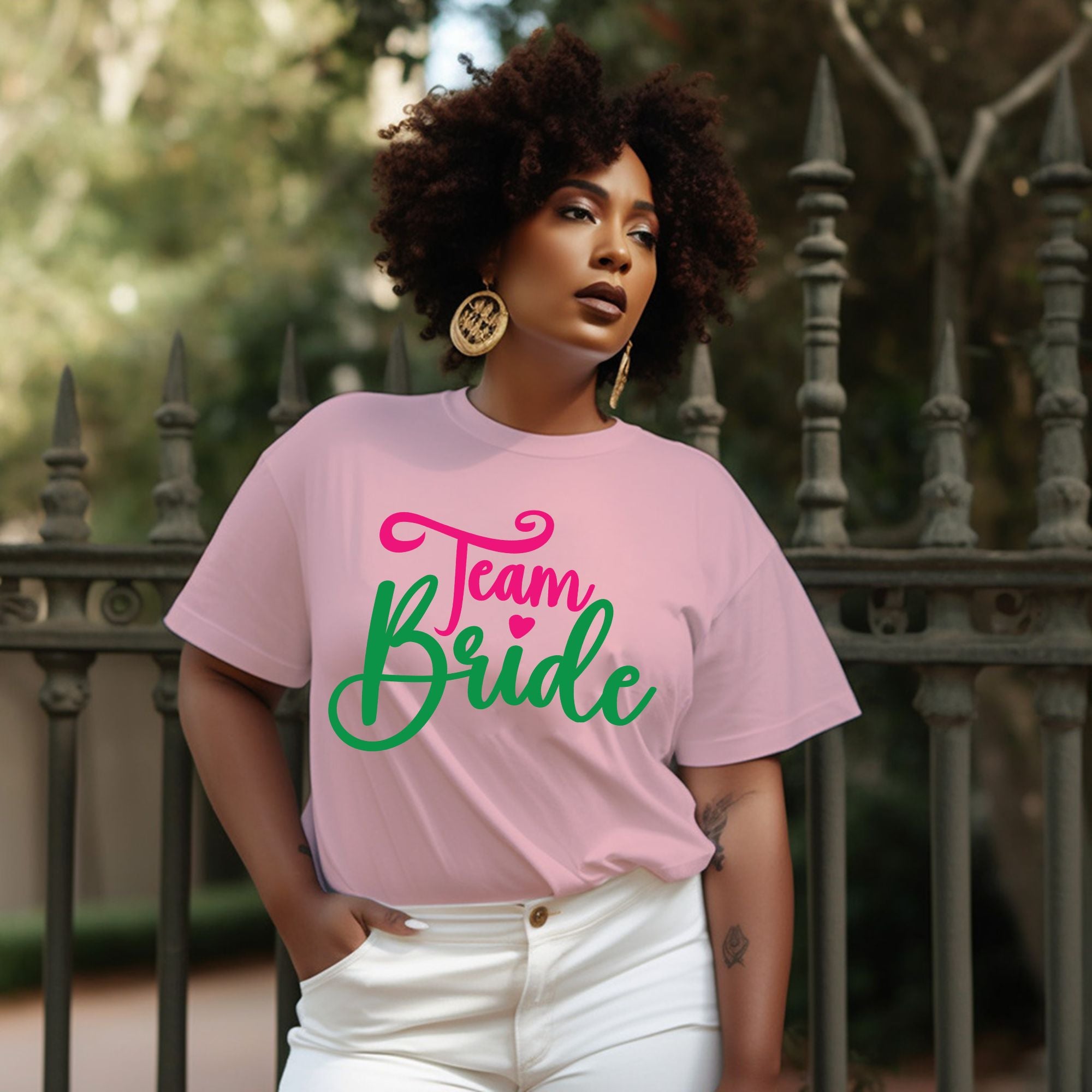 Pink And Green Team Bride Unisex Fit Shirt