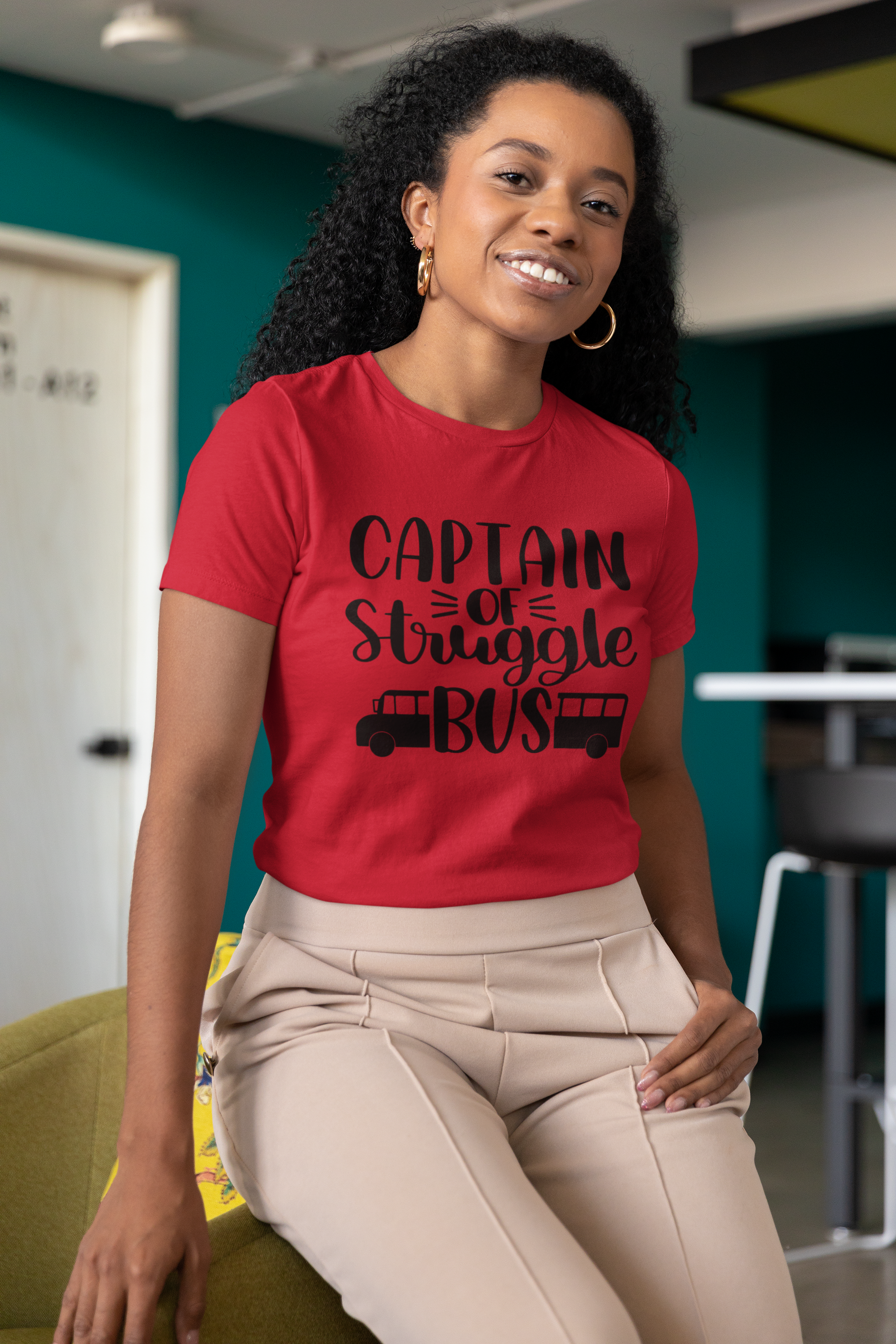 Captain Of Struggle Bus Women Unisex t-shirt, Black Ladies Fit Shirt