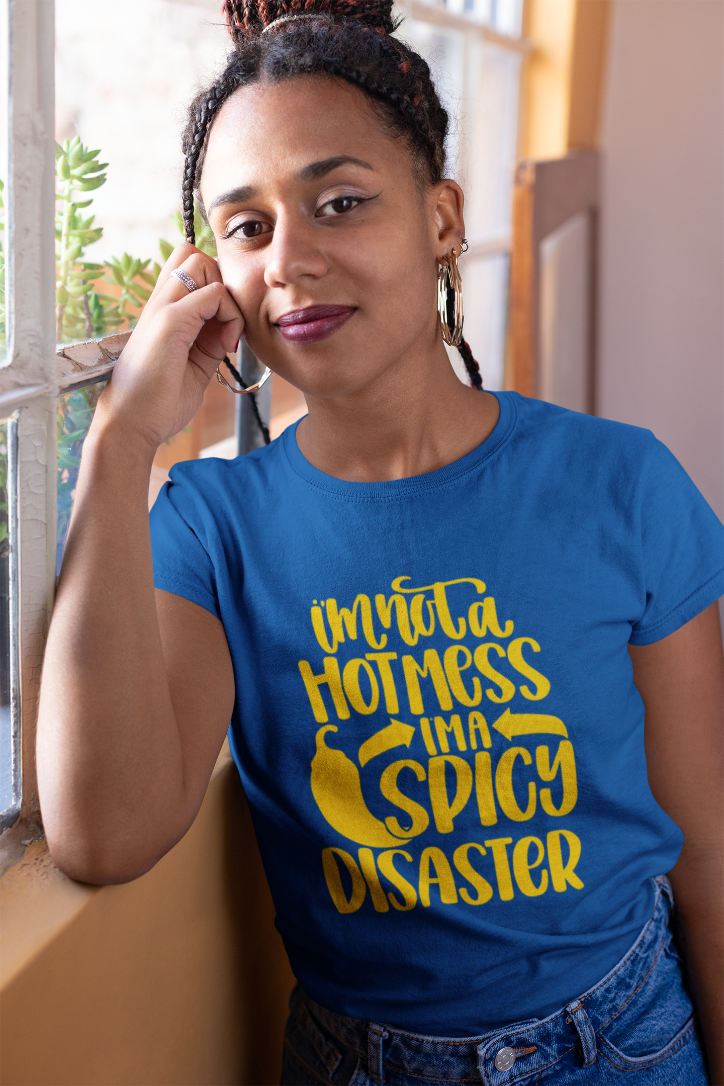 I'm Not a Hot Mess I'm a Spicy Disaster Women Unisex t-shirt, Gold Ladies Fit Shirt