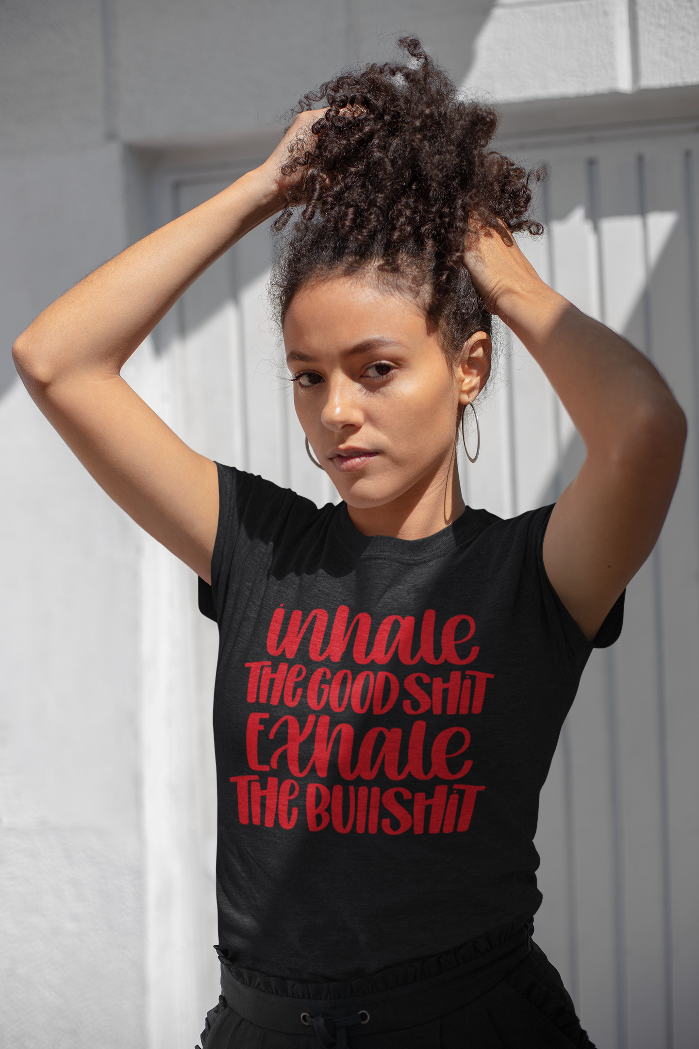 Inhale The Good Shit Exhale The Bullshit Women Unisex t-shirt, Red Ladies Fit Shirt
